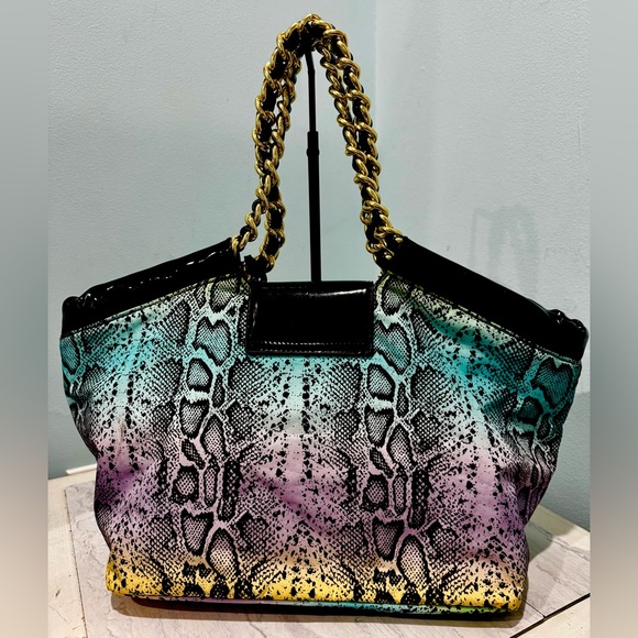 Betsey Johnson “Betseyville” Vintage Ombre Python Print Tote Bag - Picture 2 of 11